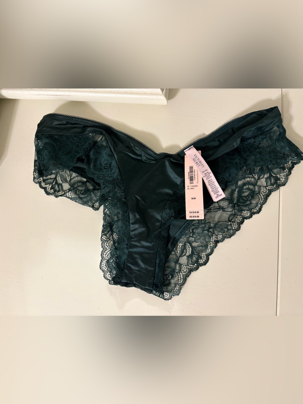 Victoria's Secret Dark Emerald Lace & Satin High-Waist Brief